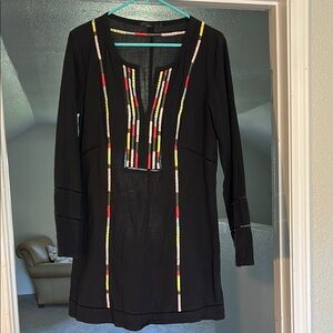 Prana Black Multicolor Embroidered Dress